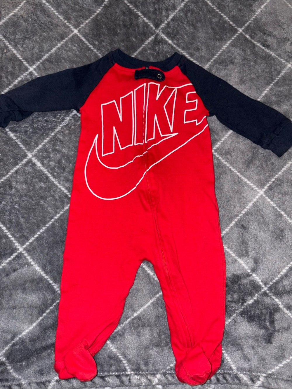 Nike Red & Navy Baby One-Piece Footed Romper
